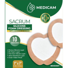 Medicam Sacrum Silicone Foam Dressing, 7"x7" (10pcs)