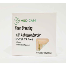 Medicam Bordered Silicone Foam Dressing, 3"x3" (10pcs)