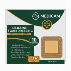 Medicam Bordered Silicone Foam Dressing, 6"x6" (10pcs)