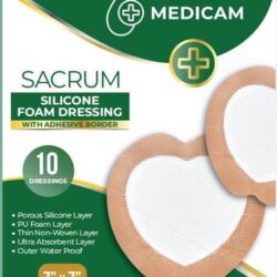Medicam Sacrum Silicone Foam Dressing, 7"x7" (10pcs)